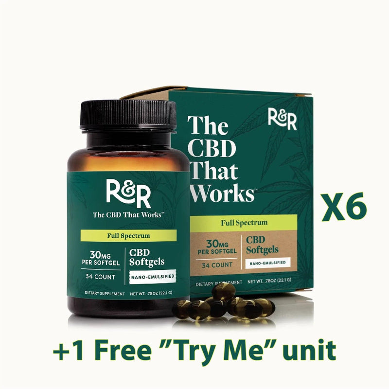 R+R Medicinals Edibles 6 + 1 "Try Me" Free (30mg) R+R Medicinals Proprietary Full Spectrum CBD Softgels CBD Distribution CBD CBD Wholesale